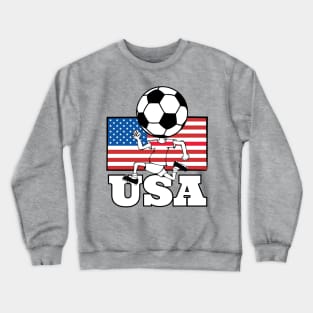 Soccer Fan with Flag Kid Crewneck Sweatshirt